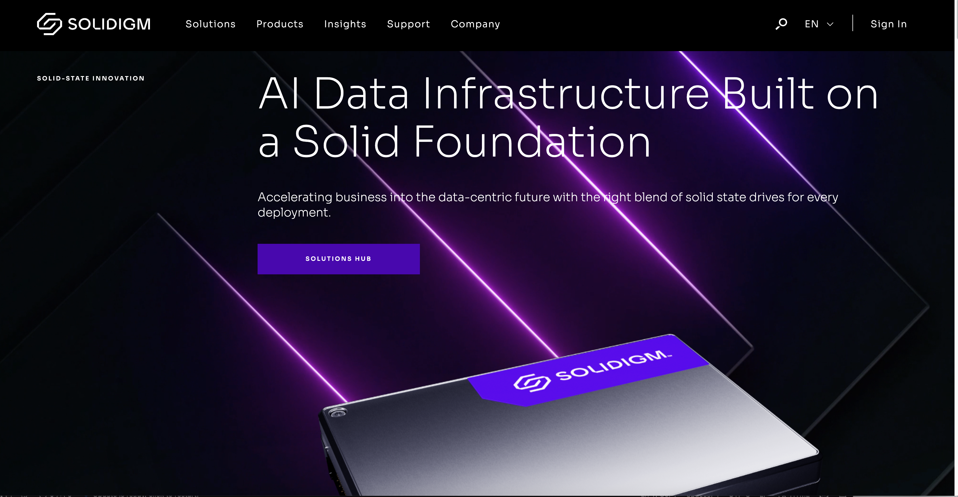 solidigm.com website redesign screenshot